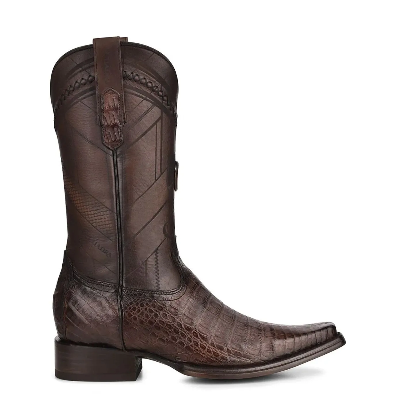 Men Cuadra Western Boots-Engraved Exotic Dark Brown Leather Boots