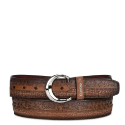 Men Cuadra Belts-Engraved Exotic Honey Leather Belt