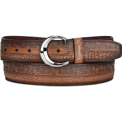 Men Cuadra Belts-Engraved Exotic Honey Leather Belt