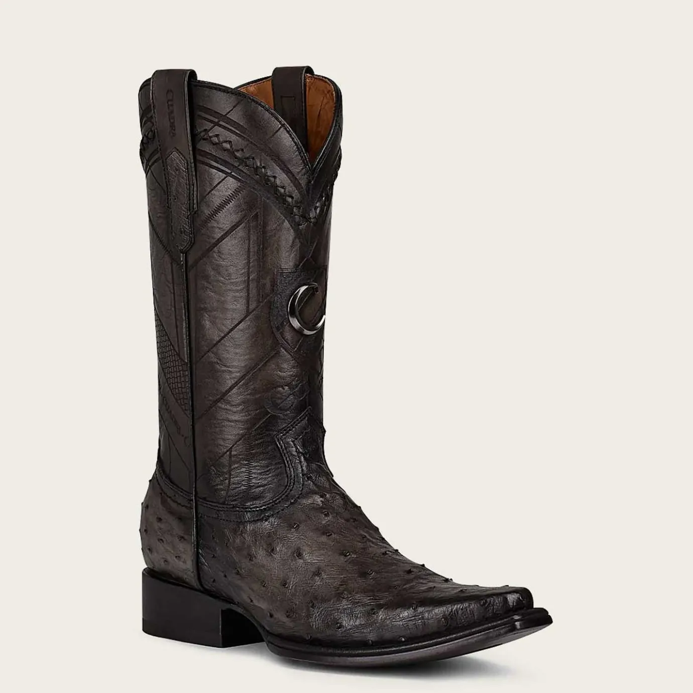 Men Cuadra Western Boots-Engraved Grey Exotic Leather Boot