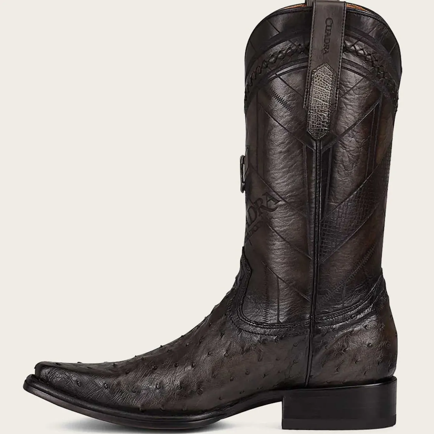 Men Cuadra Western Boots-Engraved Grey Exotic Leather Boot