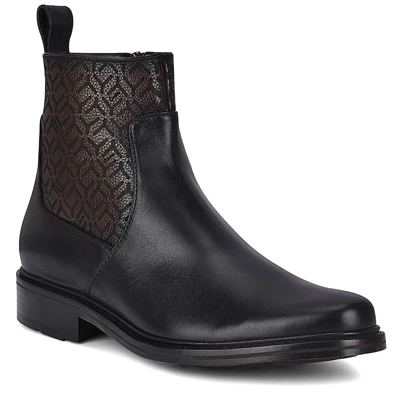 Men Cuadra Urban & Casual Boots-Engraved Hand-Painted Black Leather Chelsea Boots By Franco