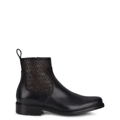 Men Cuadra Urban & Casual Boots-Engraved Hand-Painted Black Leather Chelsea Boots By Franco