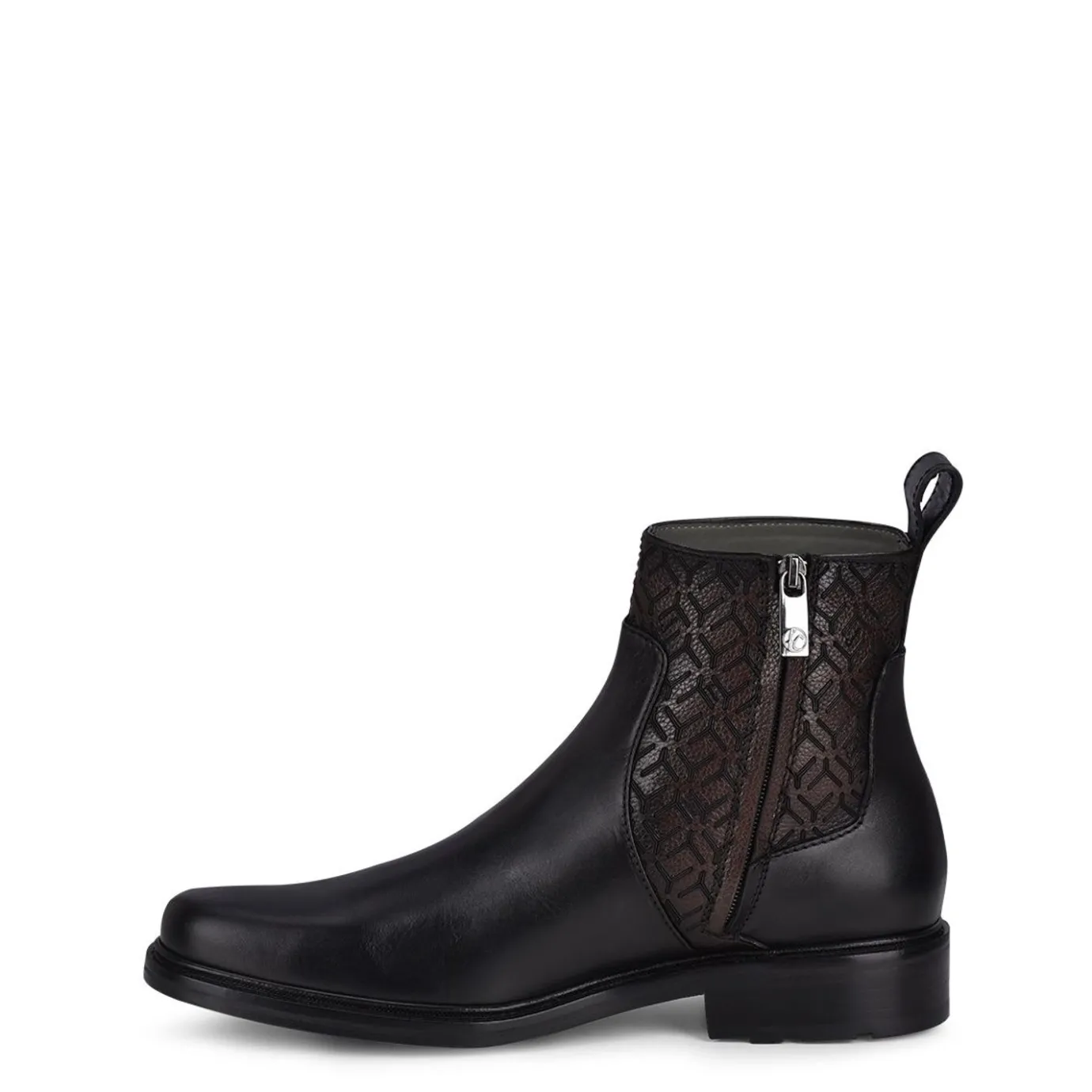 Men Cuadra Urban & Casual Boots-Engraved Hand-Painted Black Leather Chelsea Boots By Franco