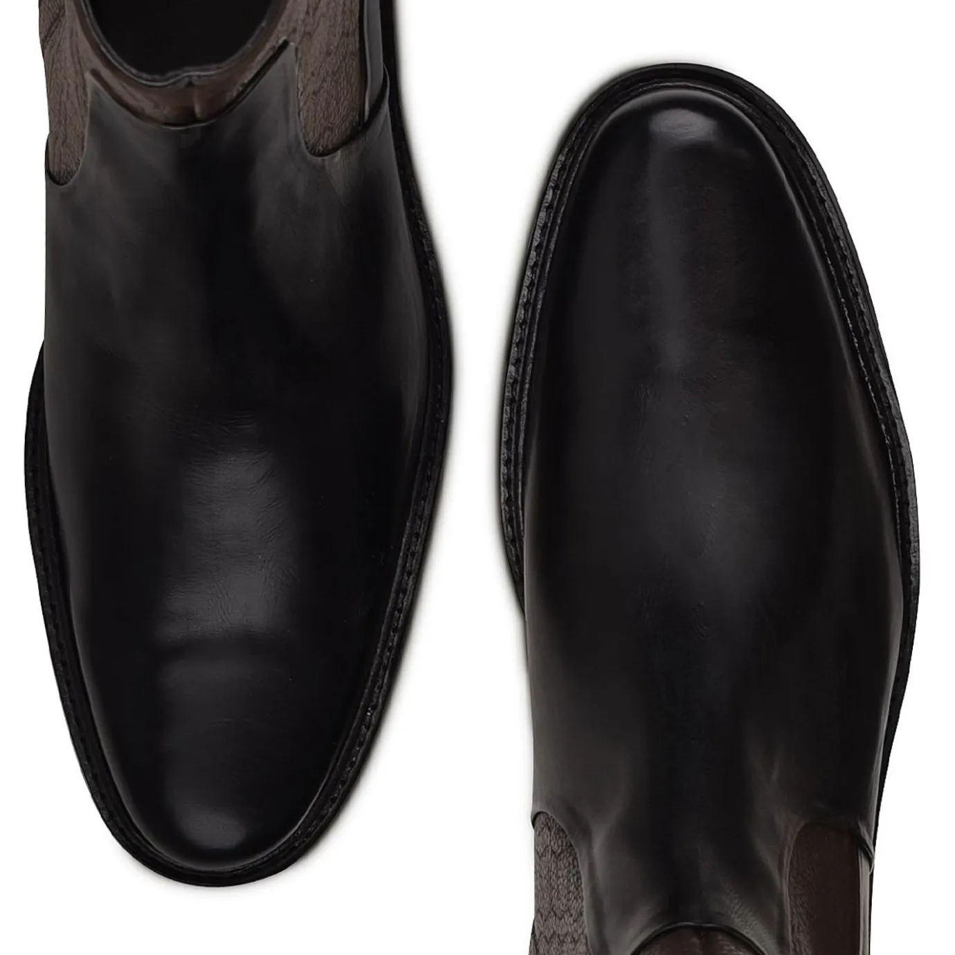 Men Cuadra Urban & Casual Boots-Engraved Hand-Painted Black Leather Chelsea Boots By Franco