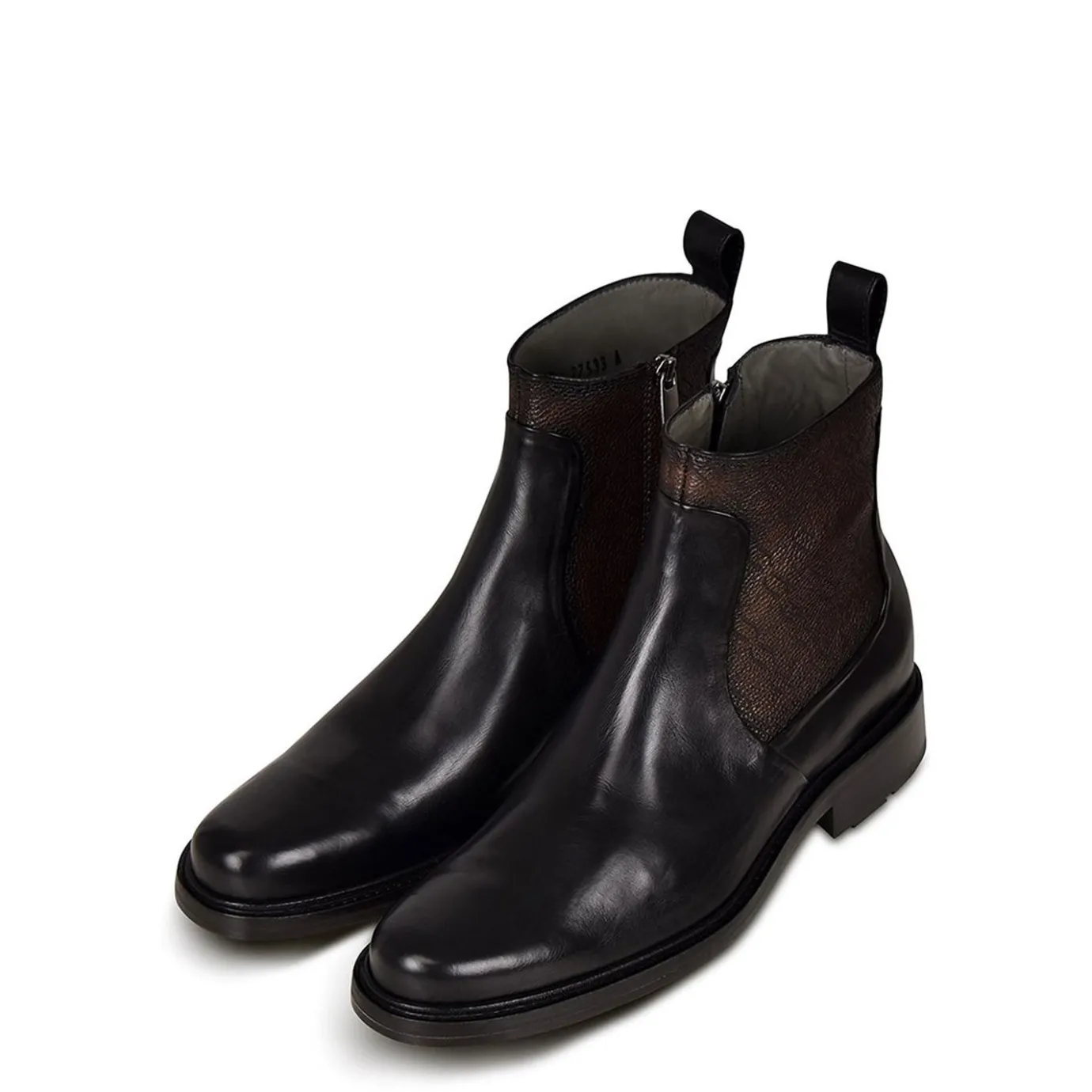Men Cuadra Urban & Casual Boots-Engraved Hand-Painted Black Leather Chelsea Boots By Franco