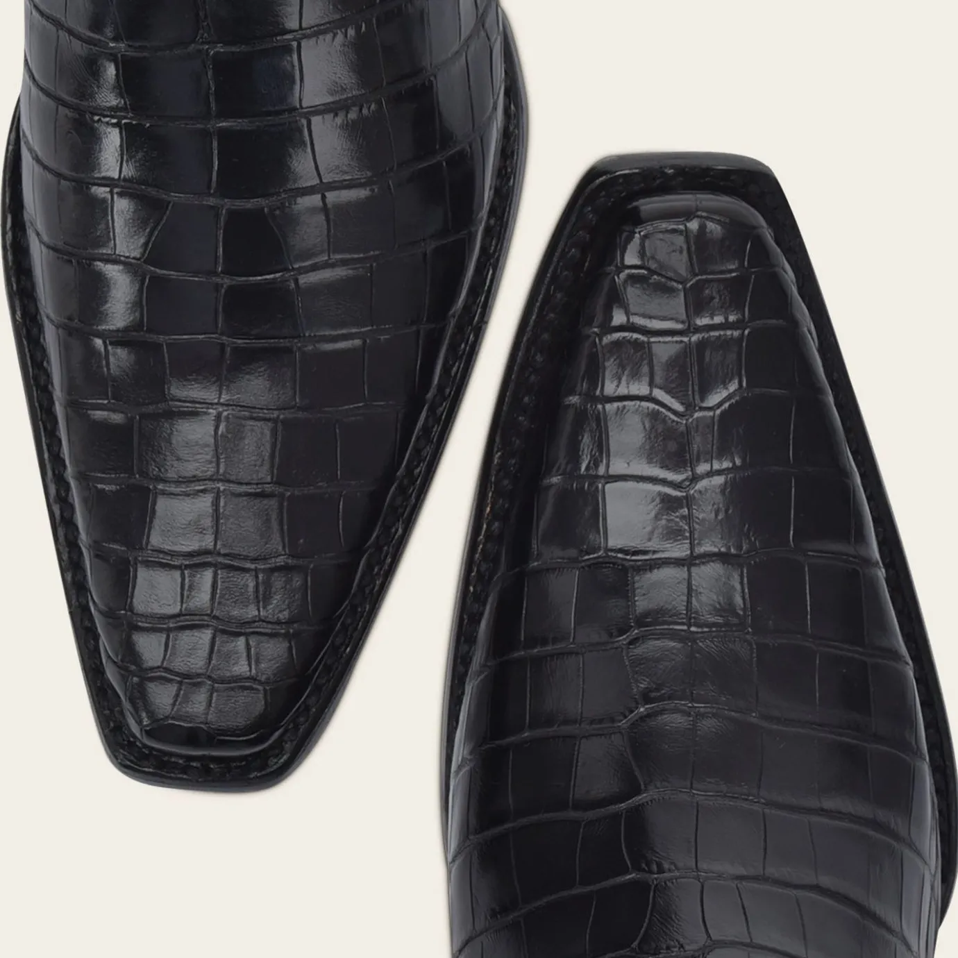 Men Cuadra Western Boots-Engraved High Exotic Black Leather Boot