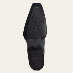 Men Cuadra Western Boots-Engraved High Exotic Black Leather Boot