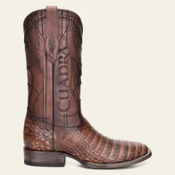 Men Cuadra Western Boots-Engraved Honey Brown Exotic Leather Cowboy Boots
