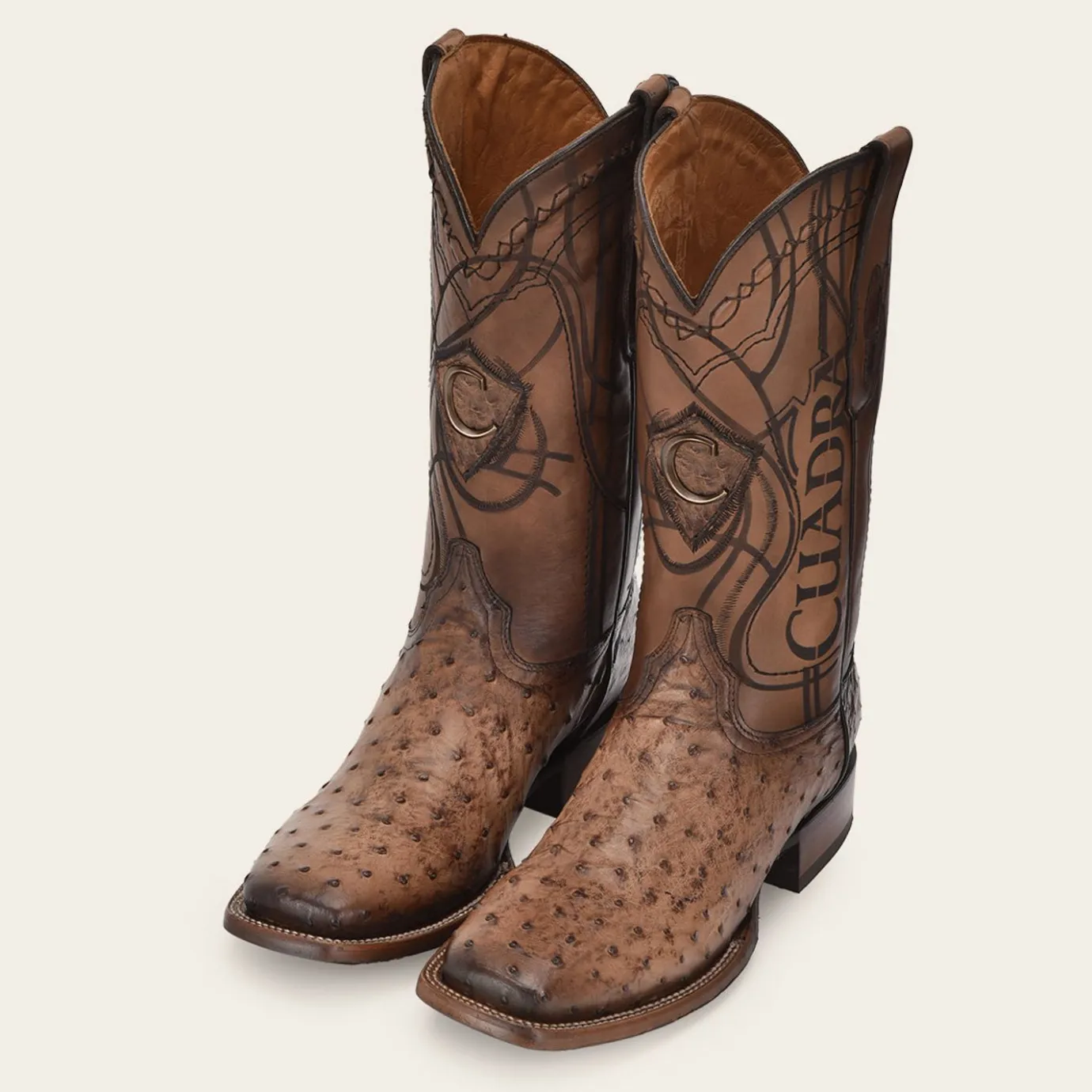 Men Cuadra Western Boots-Engraved Honey Exotic Leather Boot