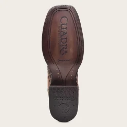 Men Cuadra Western Boots-Engraved Honey Leather Western Boots