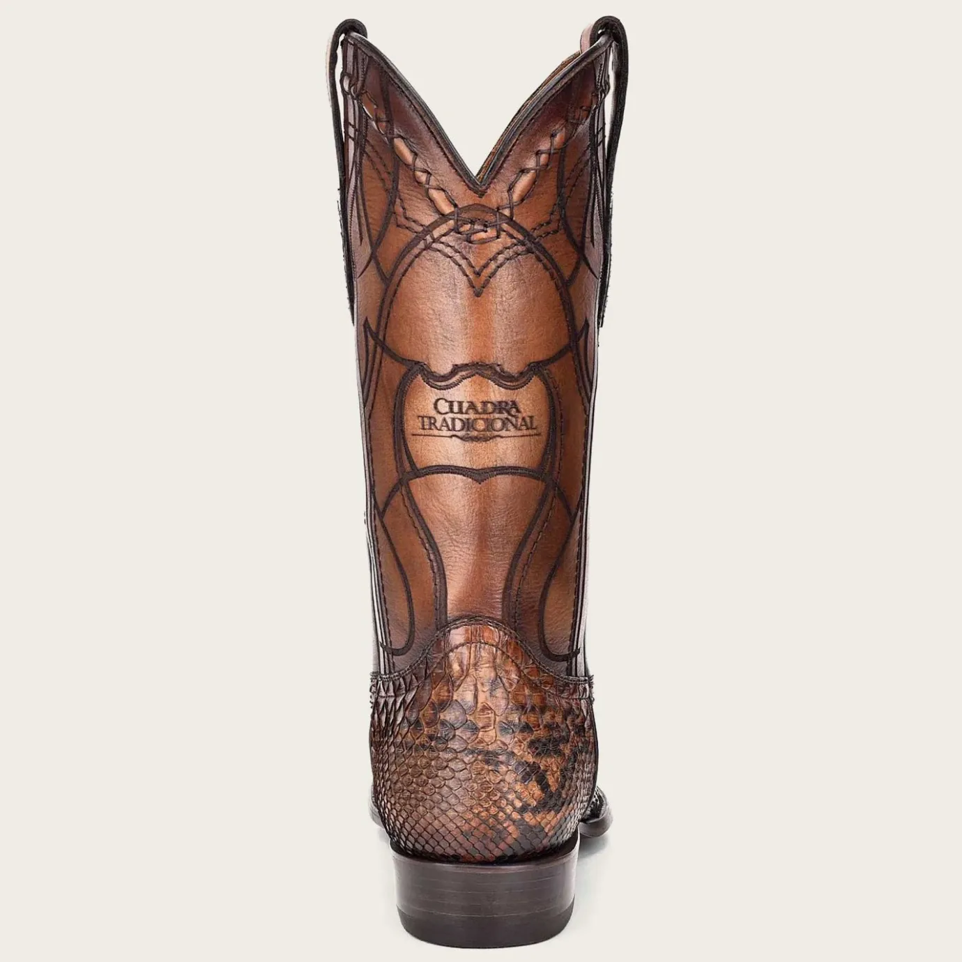 Men Cuadra Western Boots-Engraved Honey Python Leather Western Boot