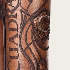 Men Cuadra Western Boots-Engraved Honey Python Leather Western Boot