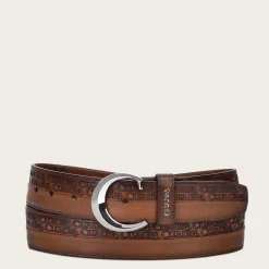 Men Cuadra Belts-Engraved Honey Urban Leather Belt