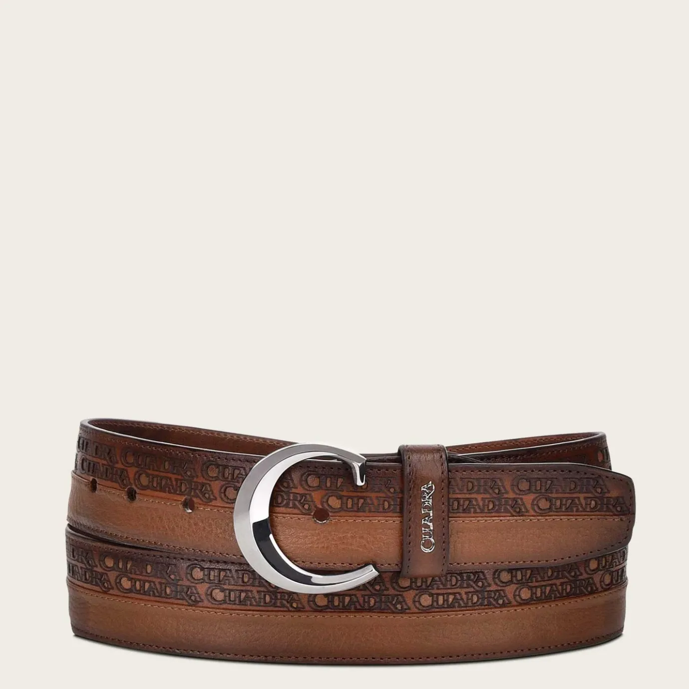 Men Cuadra Belts-Engraved Honey Urban Leather Belt