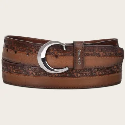 Men Cuadra Belts-Engraved Honey Urban Leather Belt