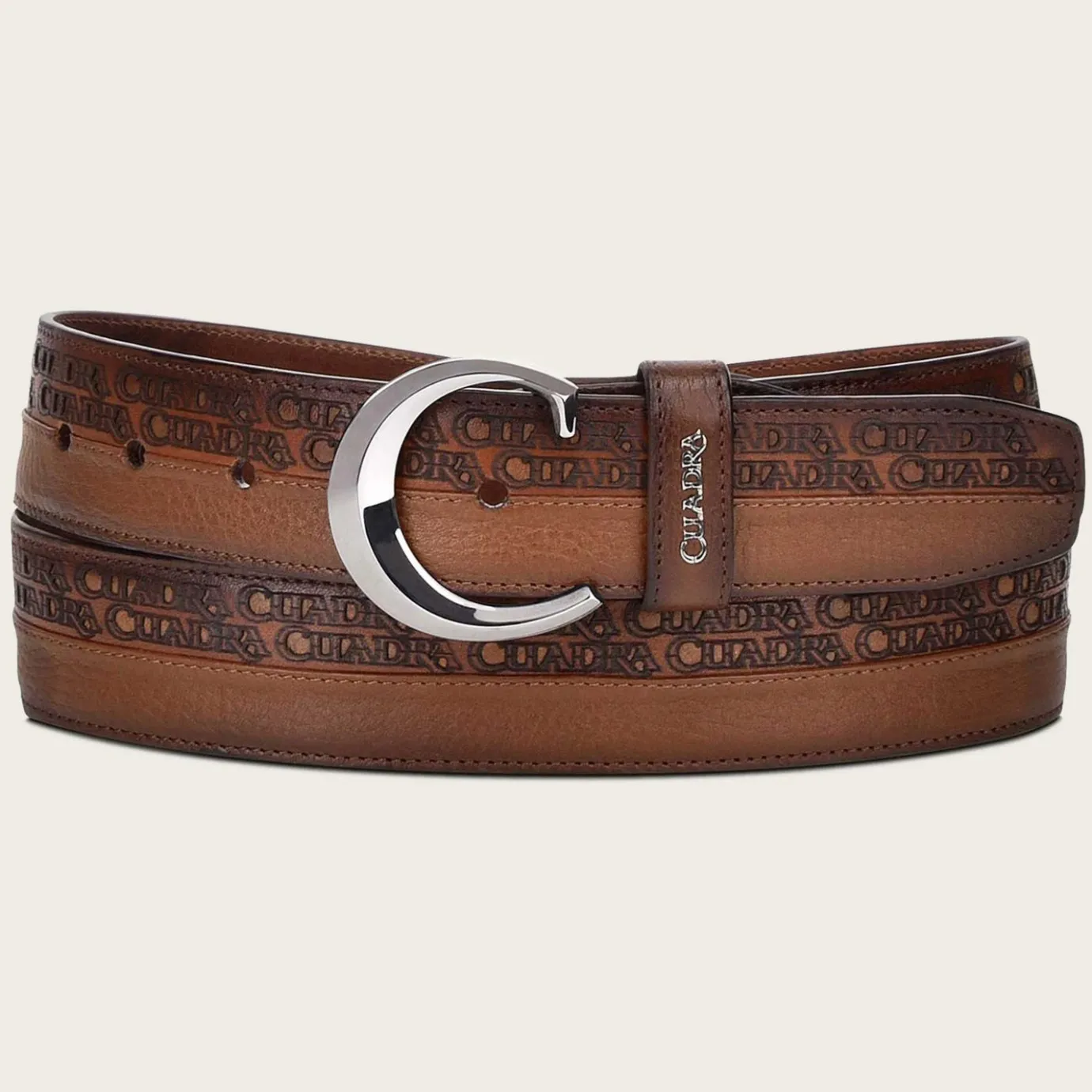 Men Cuadra Belts-Engraved Honey Urban Leather Belt