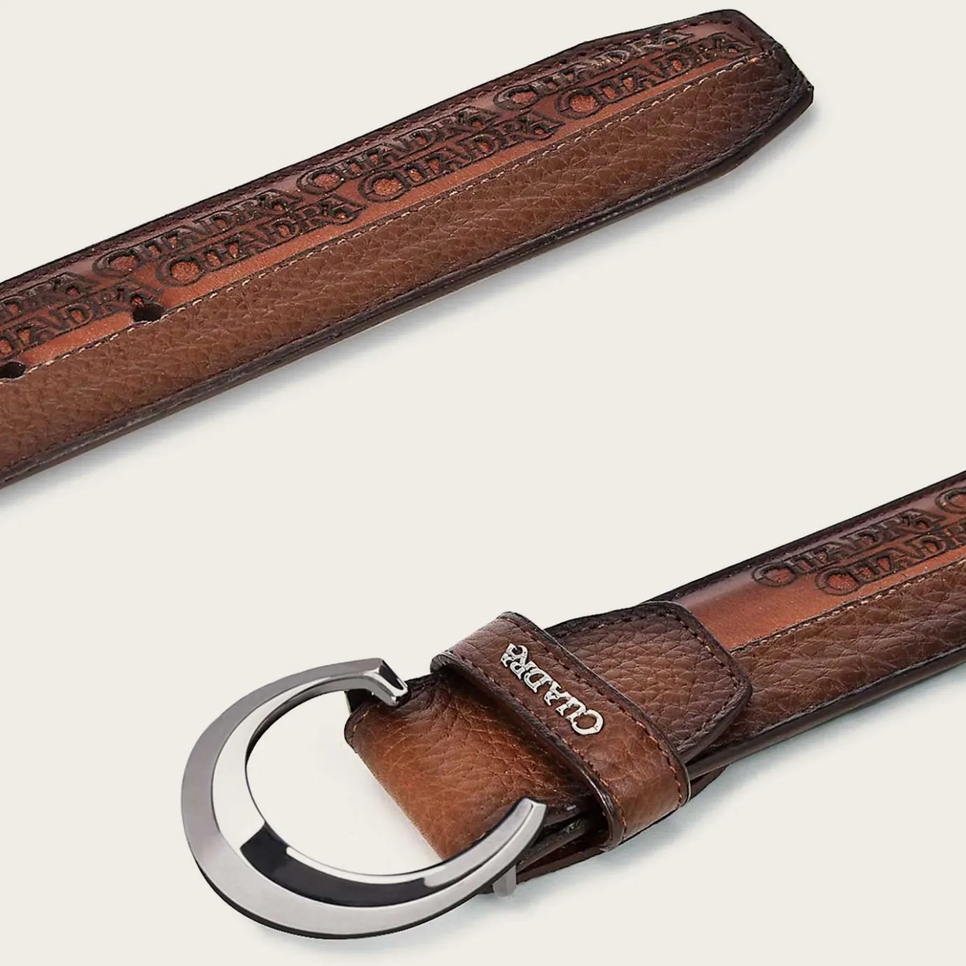 Men Cuadra Belts-Engraved Honey Urban Leather Belt