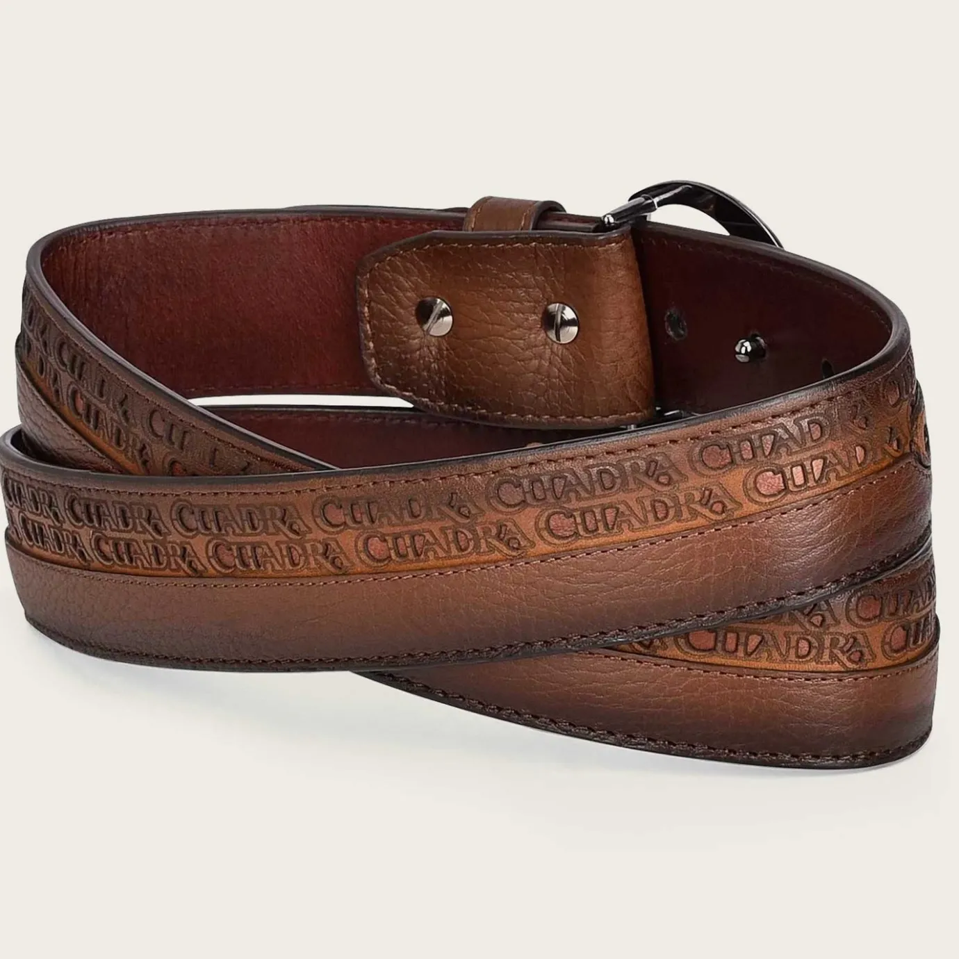 Men Cuadra Belts-Engraved Honey Urban Leather Belt