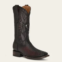 Men Cuadra Western Boots-Engraved Mahogany Python Leather Western Boot