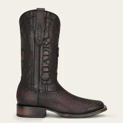 Men Cuadra Western Boots-Engraved Mahogany Python Leather Western Boot