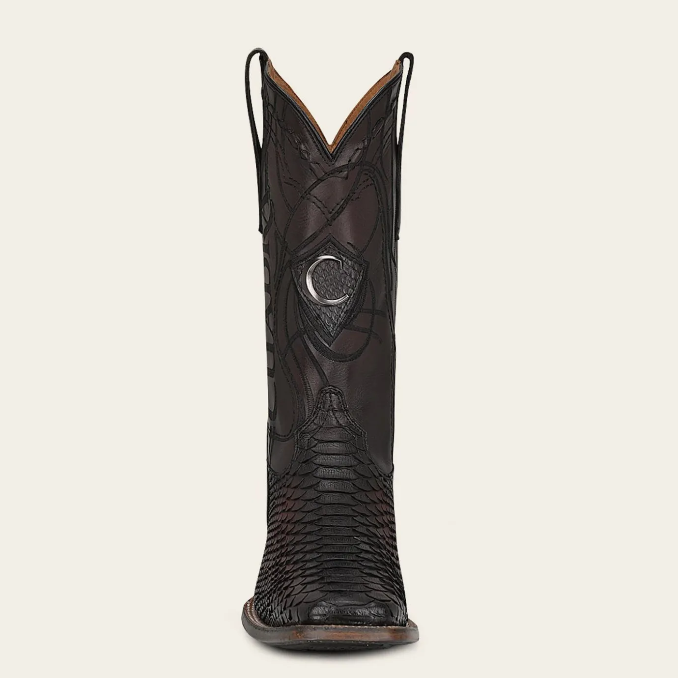 Men Cuadra Western Boots-Engraved Mahogany Python Leather Western Boot