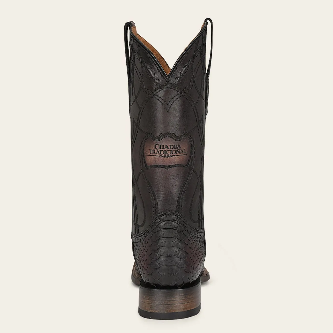 Men Cuadra Western Boots-Engraved Mahogany Python Leather Western Boot