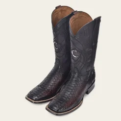 Men Cuadra Western Boots-Engraved Mahogany Python Leather Western Boot