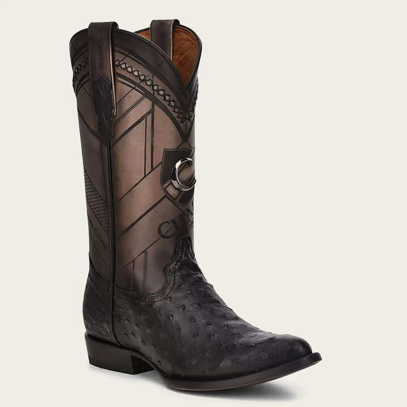 Men Cuadra Western Boots-Engraved Ostrich Leather Western Boot