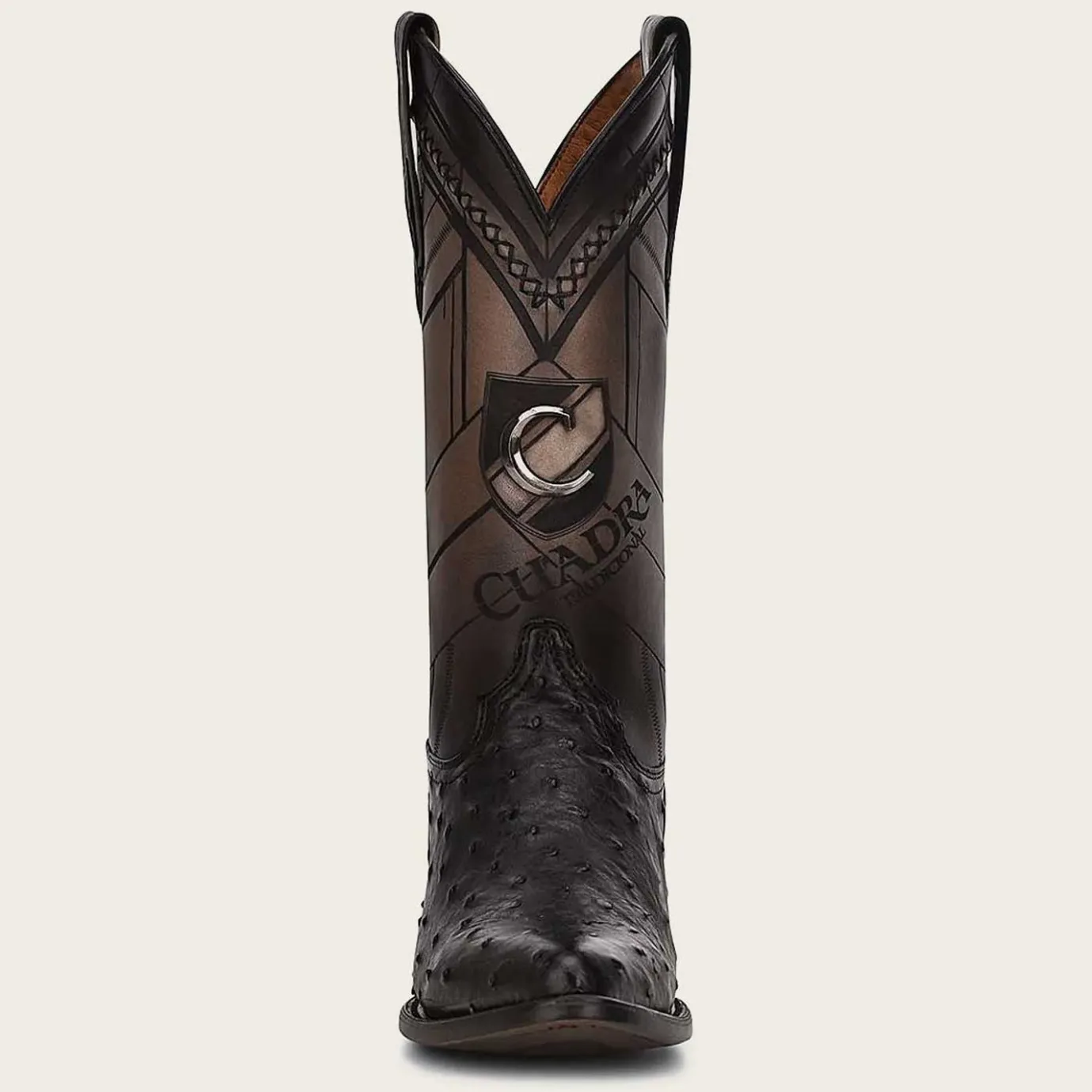 Men Cuadra Western Boots-Engraved Ostrich Leather Western Boot
