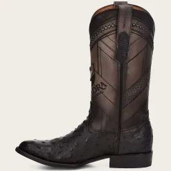 Men Cuadra Western Boots-Engraved Ostrich Leather Western Boot