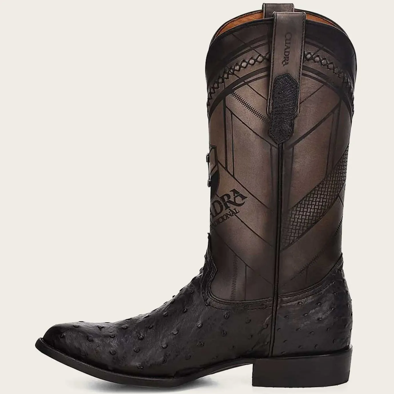 Men Cuadra Western Boots-Engraved Ostrich Leather Western Boot