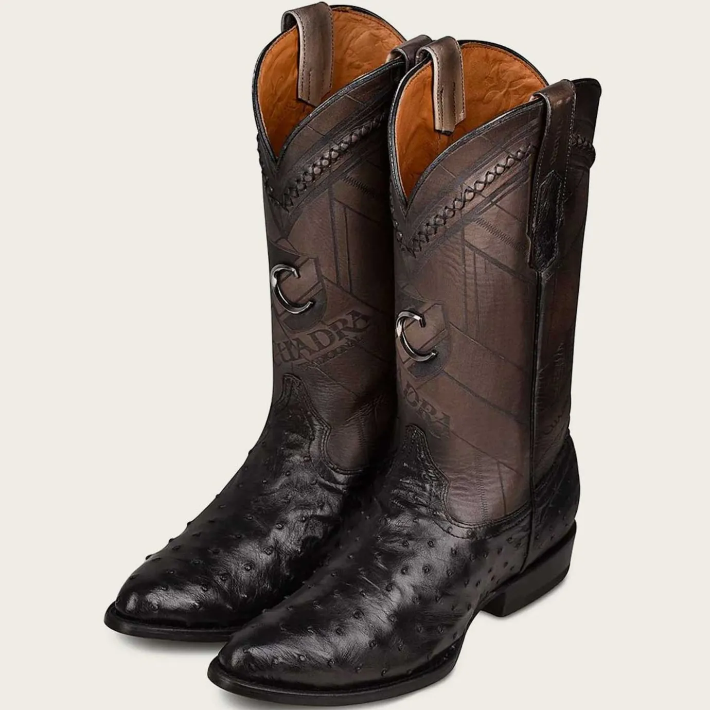 Men Cuadra Western Boots-Engraved Ostrich Leather Western Boot