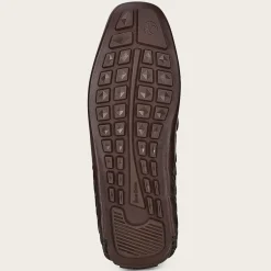 Men Cuadra Loafers & Driving Shoes-Exotic Brown Leather Driver With Interwoven Detail