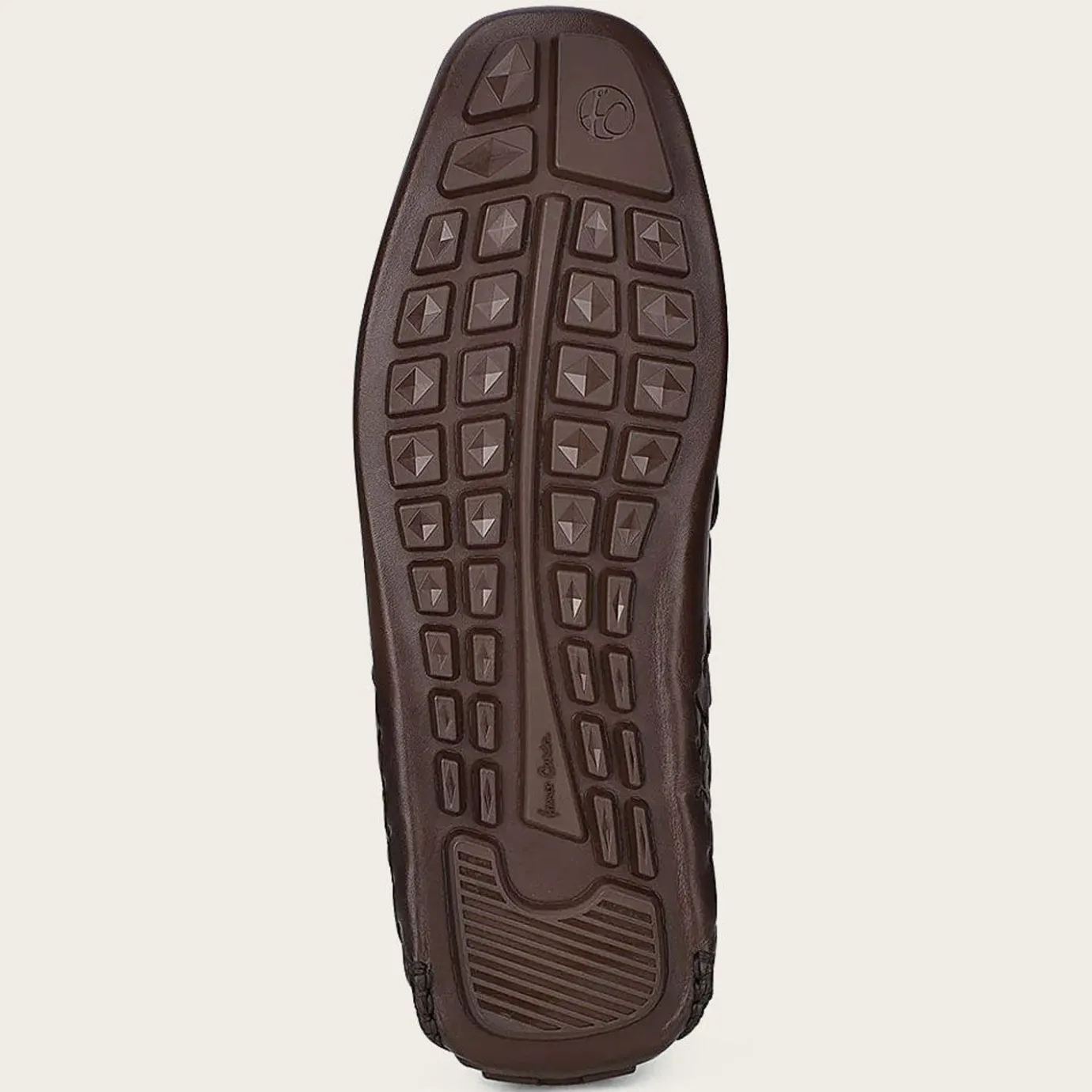 Men Cuadra Loafers & Driving Shoes-Exotic Brown Leather Driver With Interwoven Detail