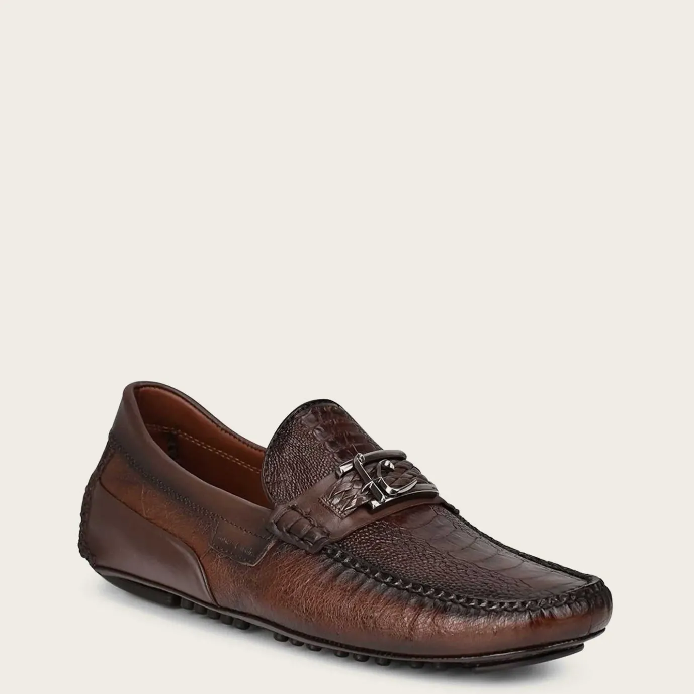Men Cuadra Loafers & Driving Shoes-Exotic Brown Leather Driver