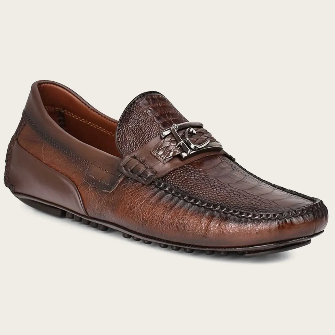 Men Cuadra Loafers & Driving Shoes-Exotic Brown Leather Driver