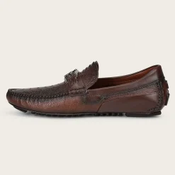 Men Cuadra Loafers & Driving Shoes-Exotic Brown Leather Driver