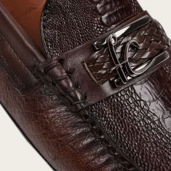 Men Cuadra Loafers & Driving Shoes-Exotic Brown Leather Driver