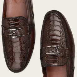 Men Cuadra Loafers & Driving Shoes-Exotic Brown Leather Driver