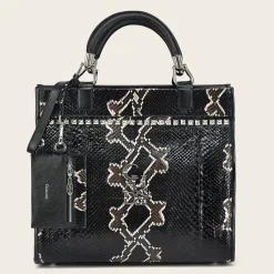 Women Cuadra Top Handle & Satchel Bags-Full Exotic Black Leather Handbag
