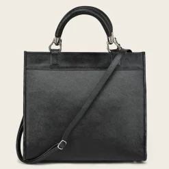 Women Cuadra Top Handle & Satchel Bags-Full Exotic Black Leather Handbag