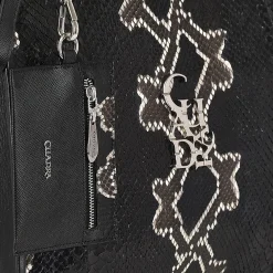 Women Cuadra Top Handle & Satchel Bags-Full Exotic Black Leather Handbag