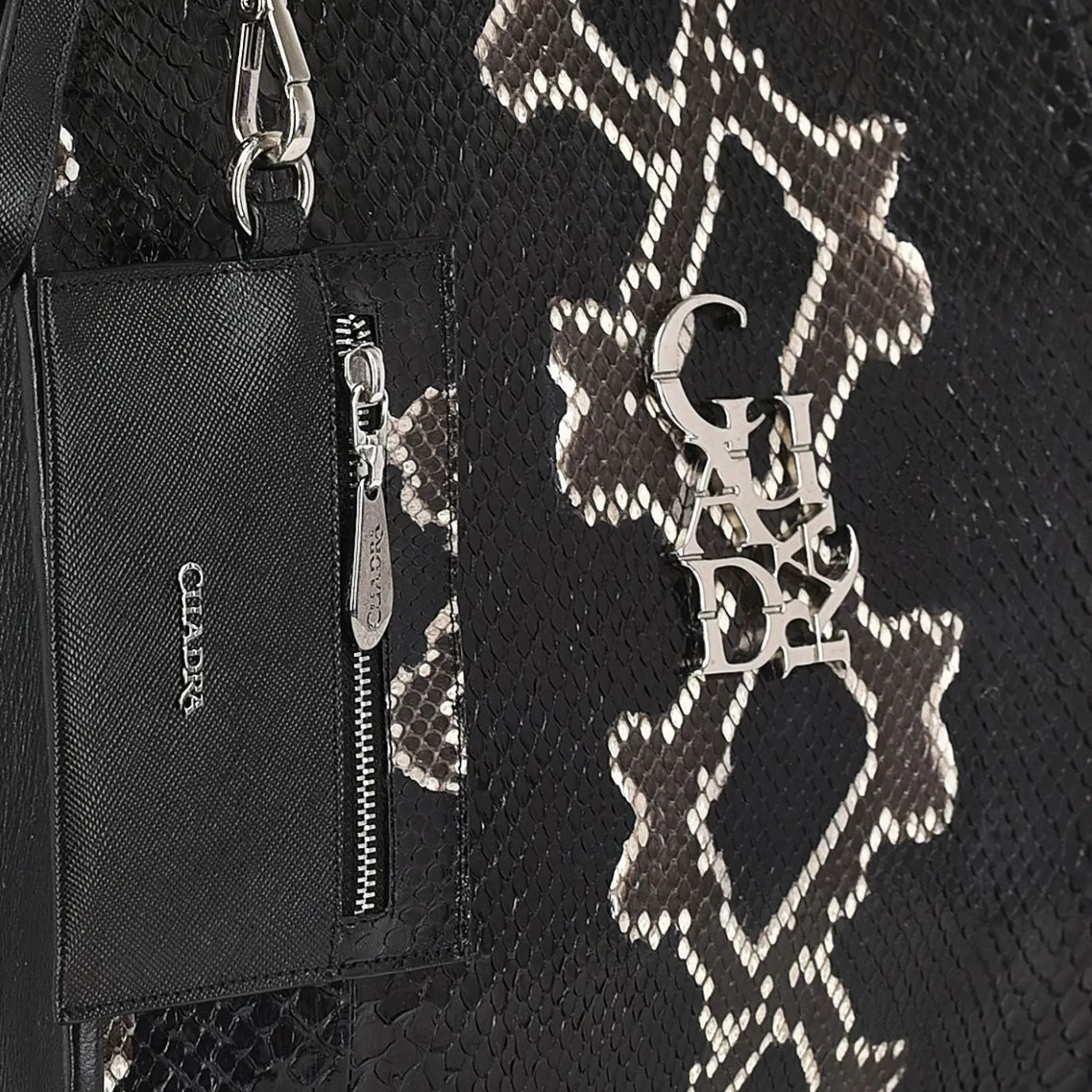 Women Cuadra Top Handle & Satchel Bags-Full Exotic Black Leather Handbag