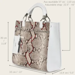 Women Cuadra Top Handle & Satchel Bags-Full Exotic White Leather Handbag