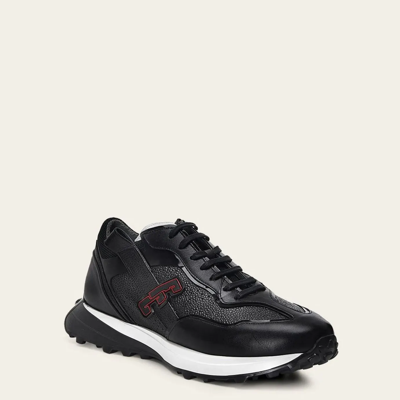 Men Cuadra Sneakers-Genuine Black Leather Sneakers With Eva Sole