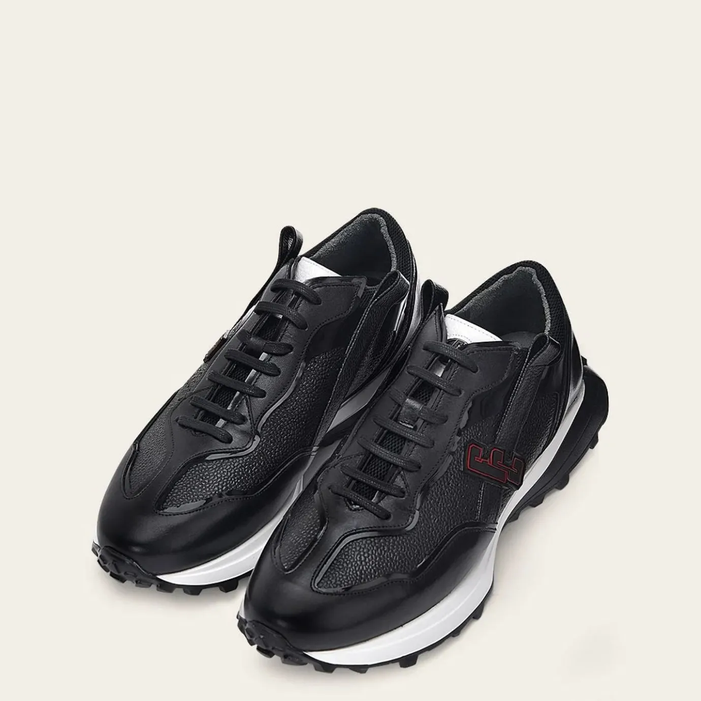 Men Cuadra Sneakers-Genuine Black Leather Sneakers With Eva Sole