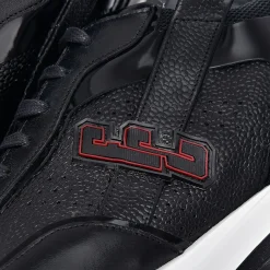 Men Cuadra Sneakers-Genuine Black Leather Sneakers With Eva Sole