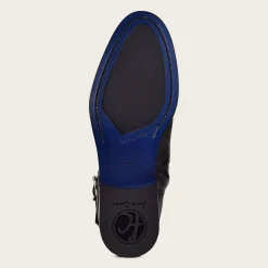 Women Cuadra Ankle Boots & Booties-Genuine Deer Black Leather Bootie With Buckle