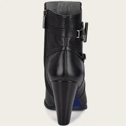 Women Cuadra Ankle Boots & Booties-Genuine Deer Black Leather Bootie